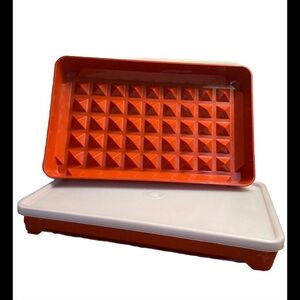 TUPPERWARE Two Vintage Paprika Hot Dog/ Deli /Bacon Keeper Containers